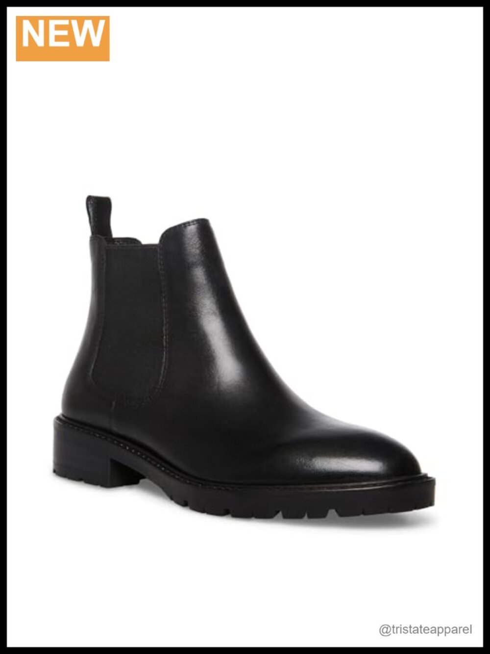 Steve Madden Leopold Chelsea Ankle Boots Block Heel Memory Foam Leather
